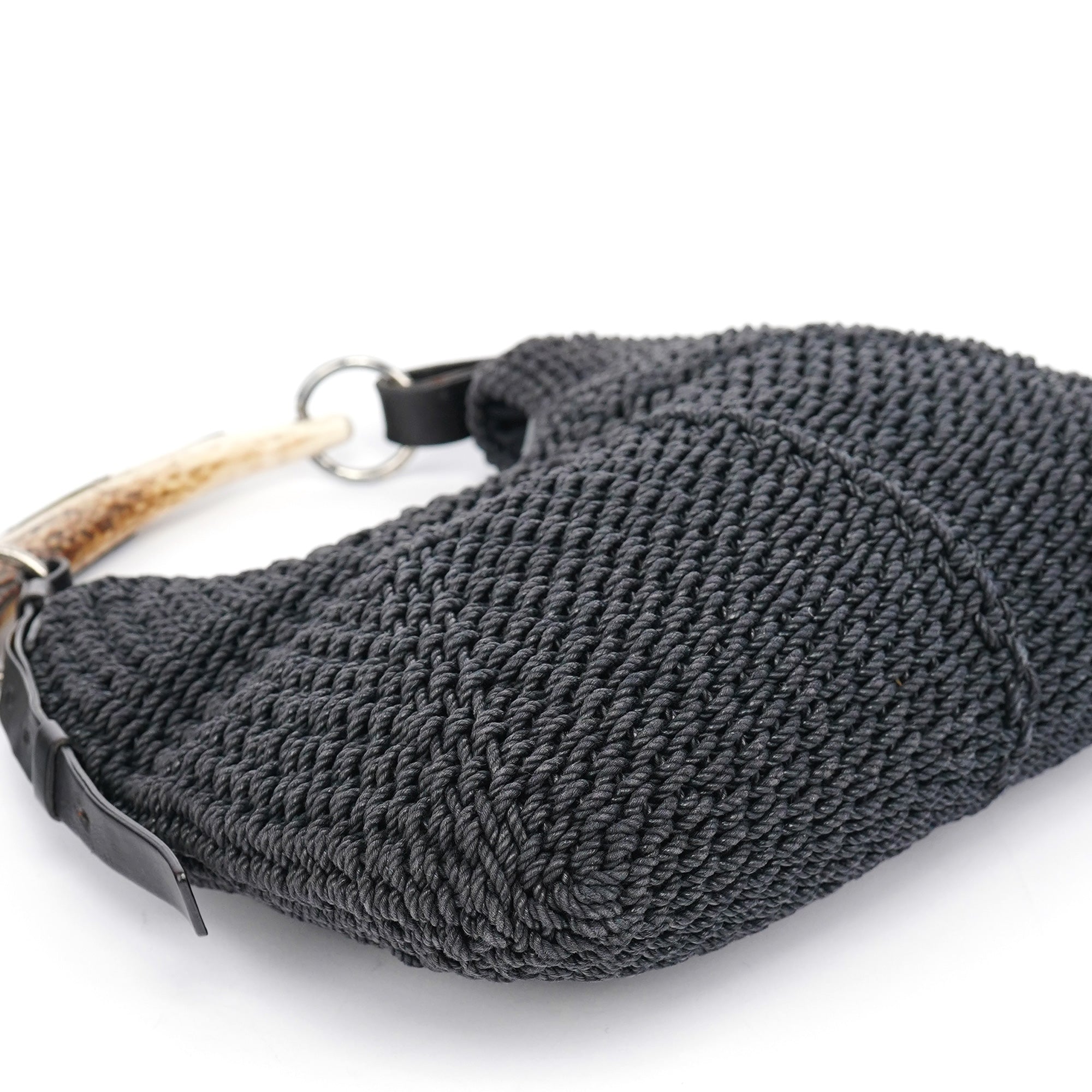 107203 Black Braided Rope Mombasa Shoulder Bag