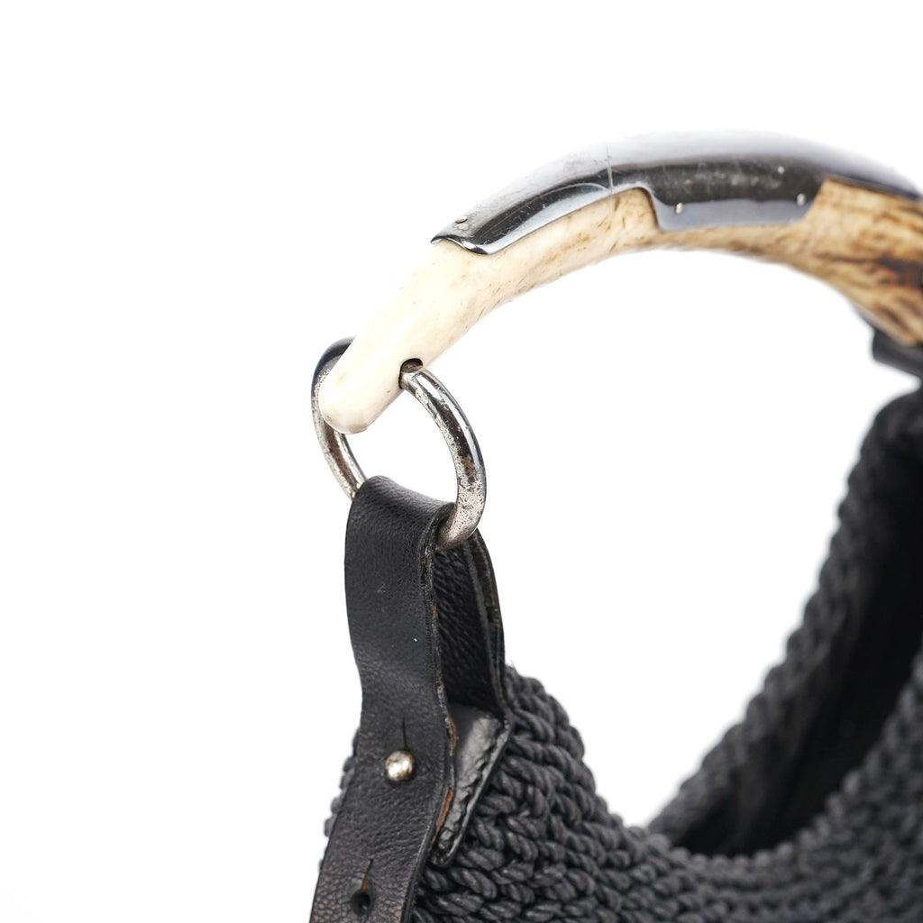 107203 Black Braided Rope Mombasa Shoulder Bag