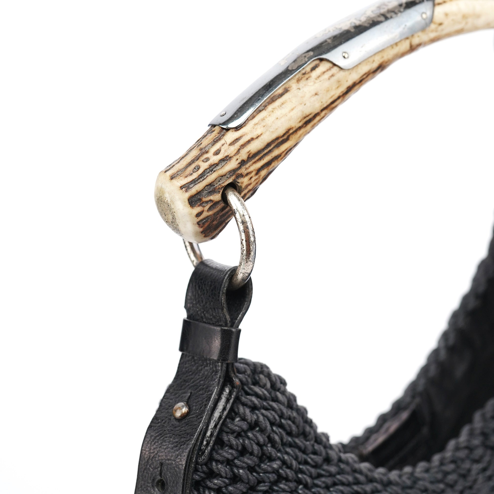 107203 Black Braided Rope Mombasa Shoulder Bag