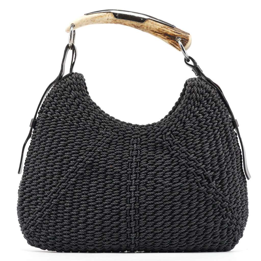 107203 Black Braided Rope Mombasa Shoulder Bag