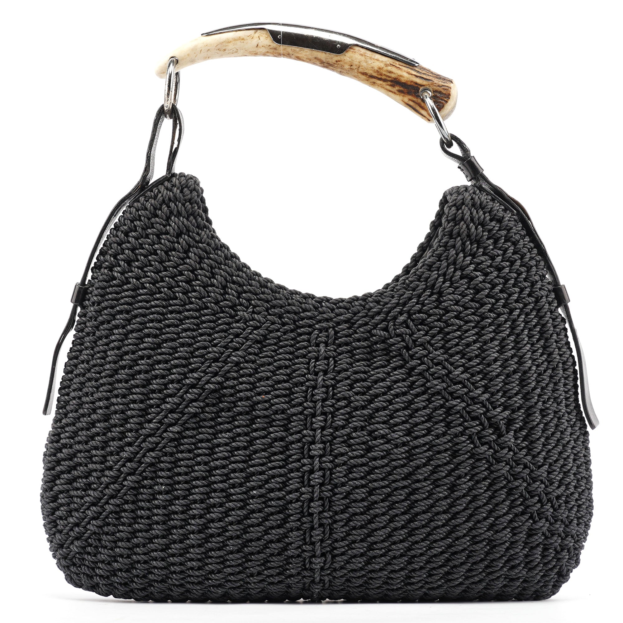 107203 Black Braided Rope Mombasa Shoulder Bag