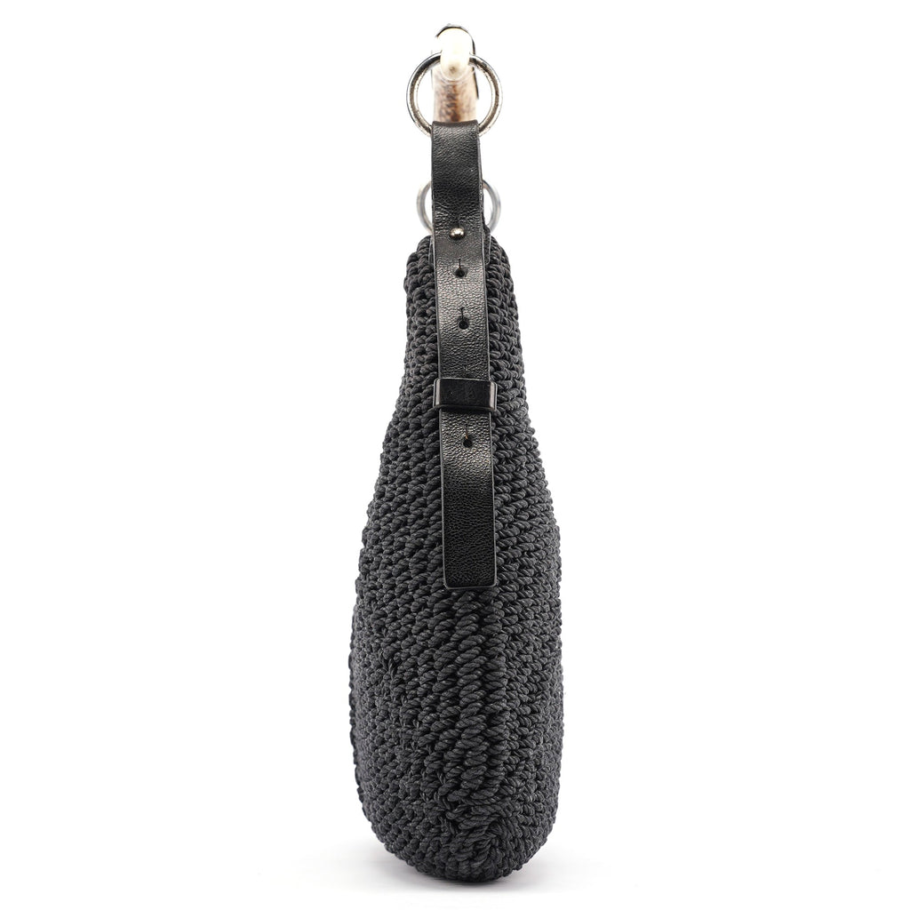 107203 Black Braided Rope Mombasa Shoulder Bag