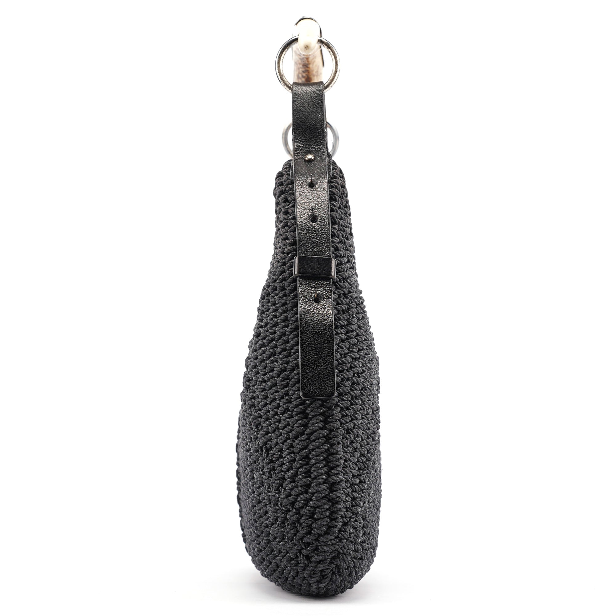 107203 Black Braided Rope Mombasa Shoulder Bag