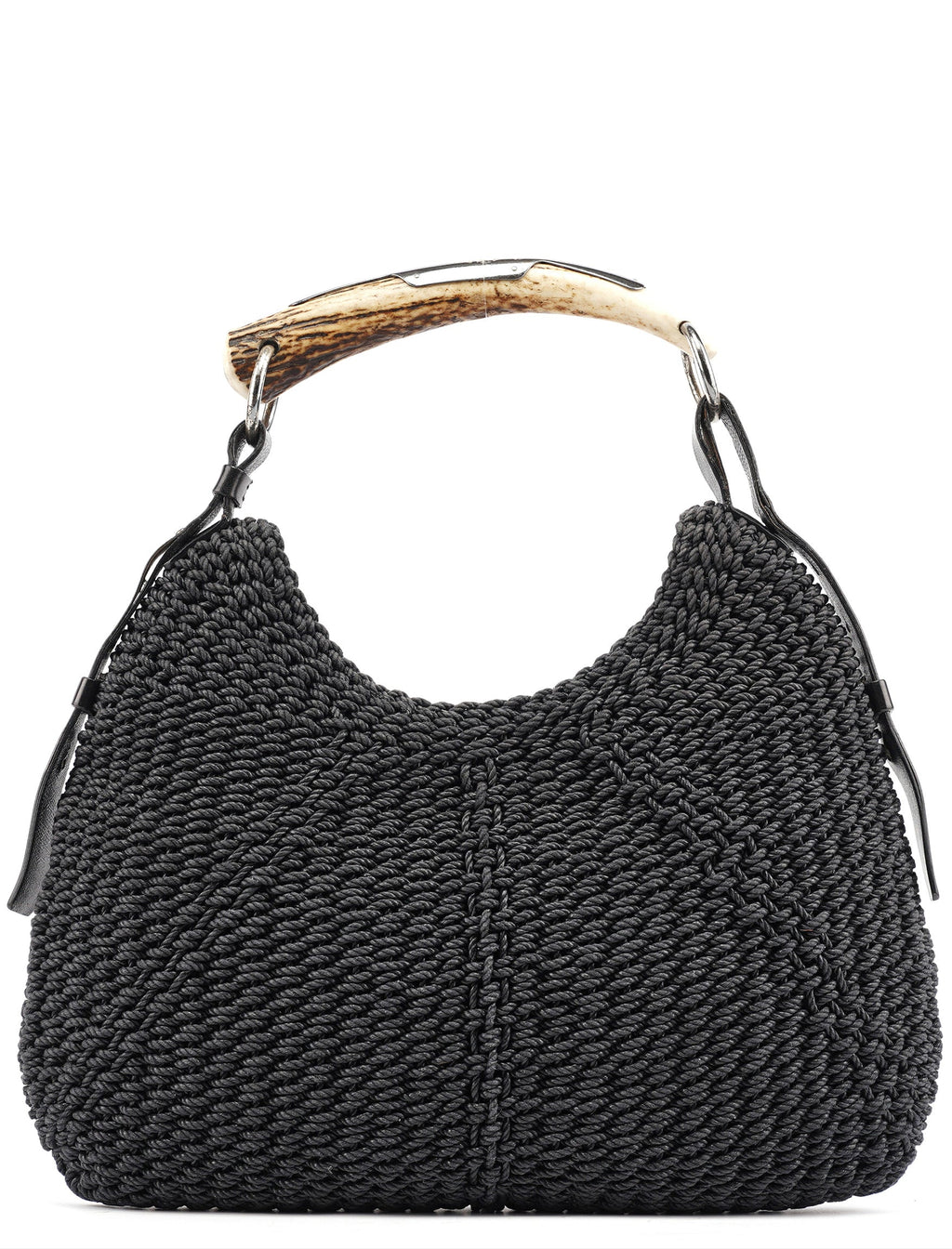 107203 Black Braided Rope Mombasa Shoulder Bag