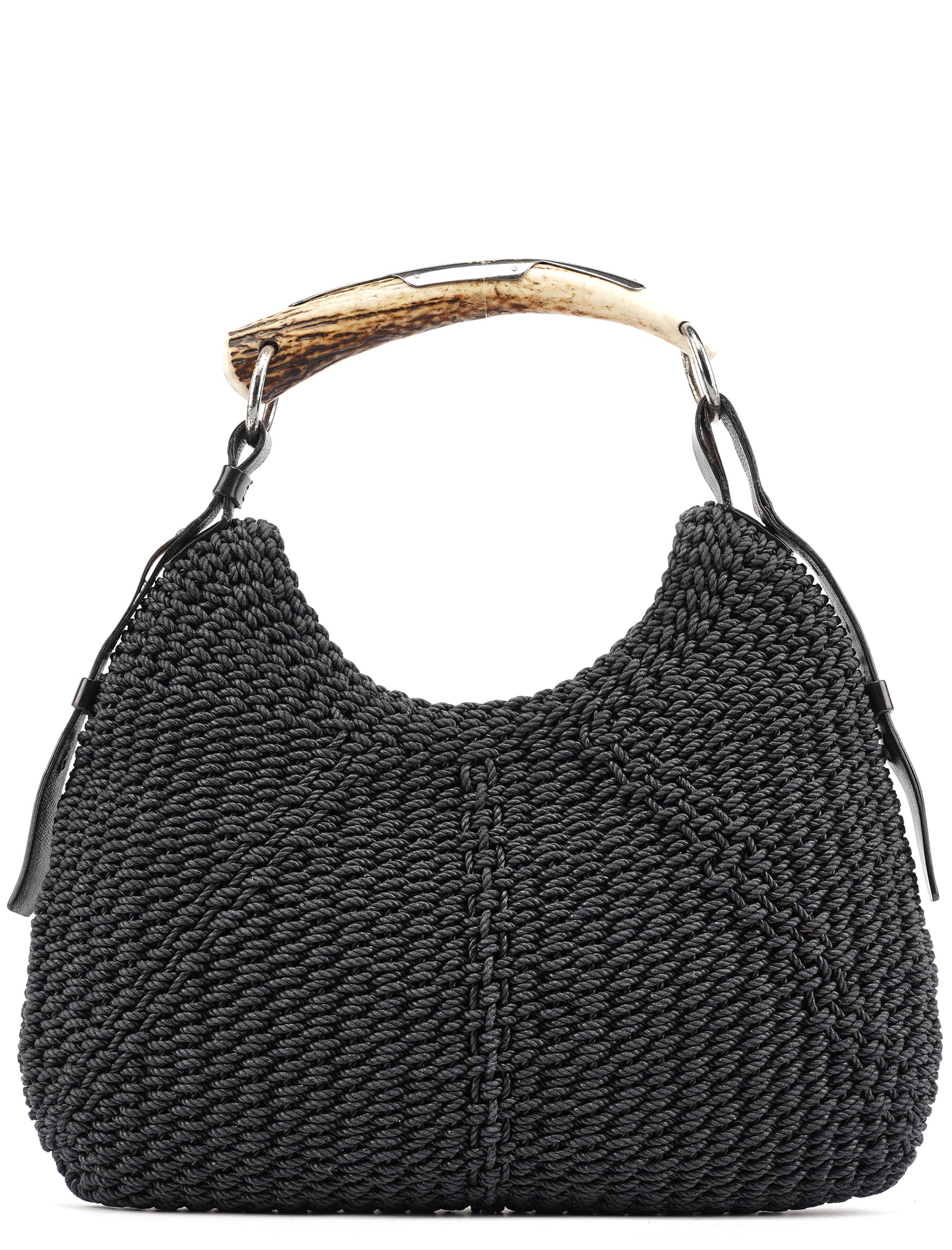 107203 Black Braided Rope Mombasa Shoulder Bag