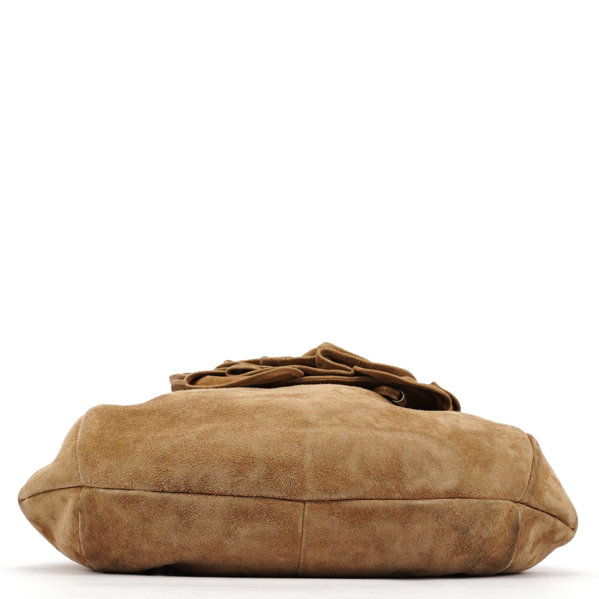 2003 Light Brown Suede Ruffle Nadja Shoulder Bag