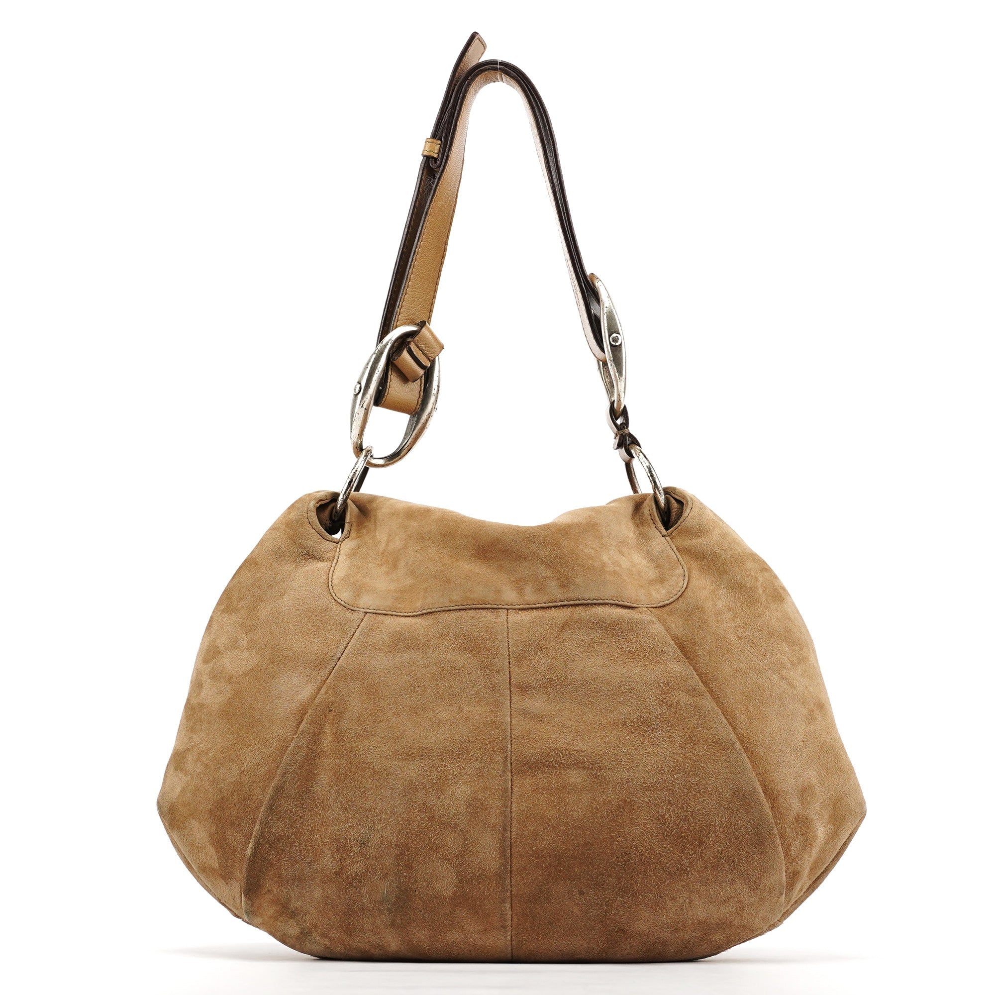 2003 Light Brown Suede Ruffle Nadja Shoulder Bag
