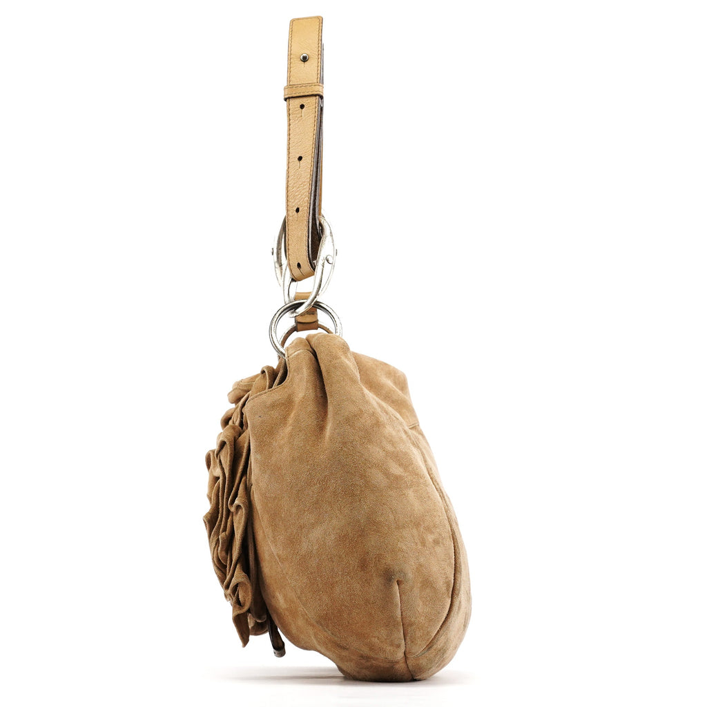 2003 Light Brown Suede Ruffle Nadja Shoulder Bag