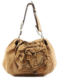 2003 Light Brown Suede Ruffle Nadja Shoulder Bag