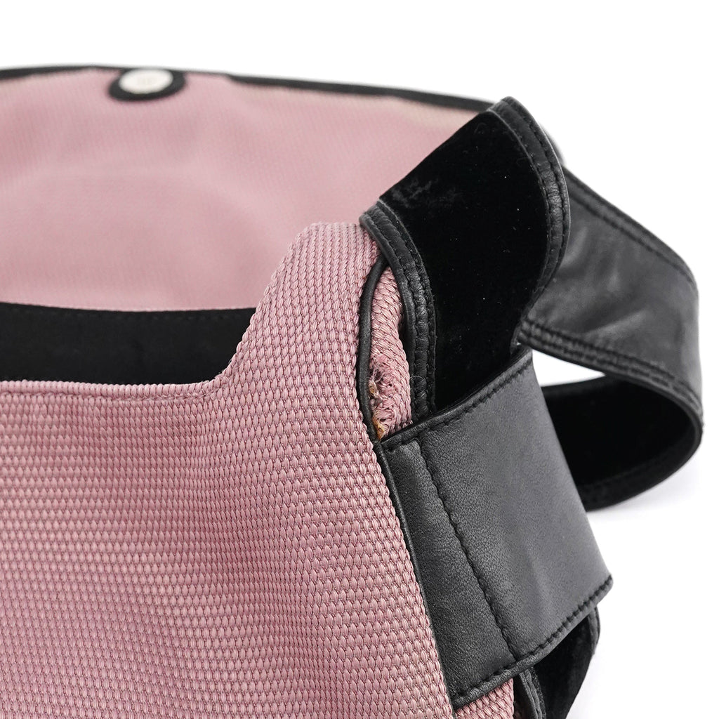 120456 Pink Nylon Velvet Buckle Shoulder Bag