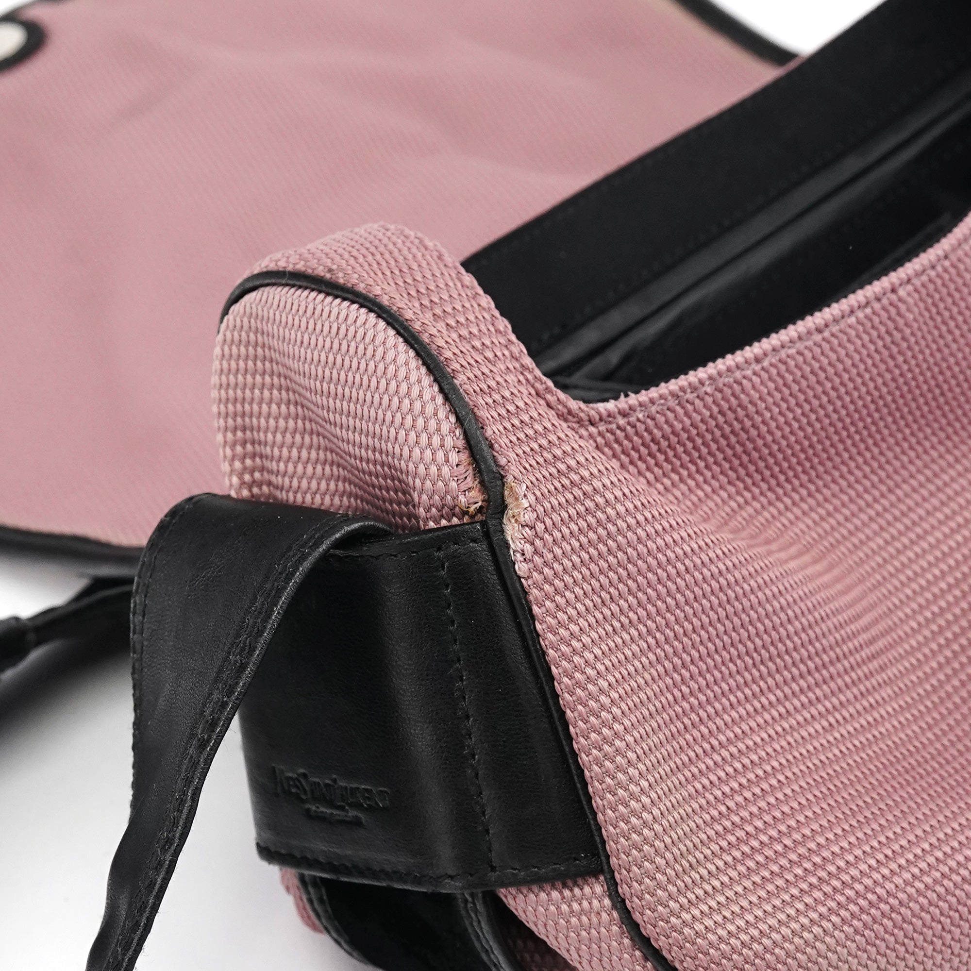 120456 Pink Nylon Velvet Buckle Shoulder Bag