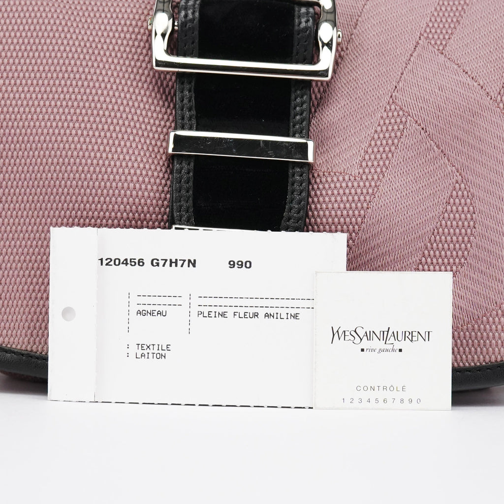 120456 Pink Nylon Velvet Buckle Shoulder Bag