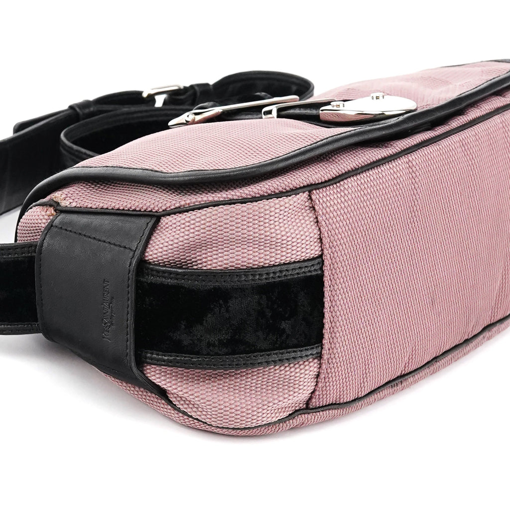 120456 Pink Nylon Velvet Buckle Shoulder Bag