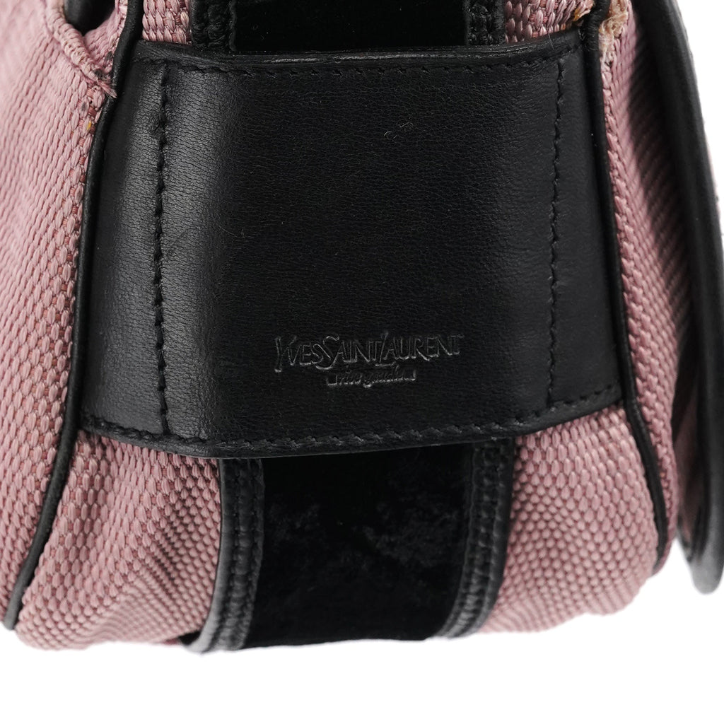120456 Pink Nylon Velvet Buckle Shoulder Bag