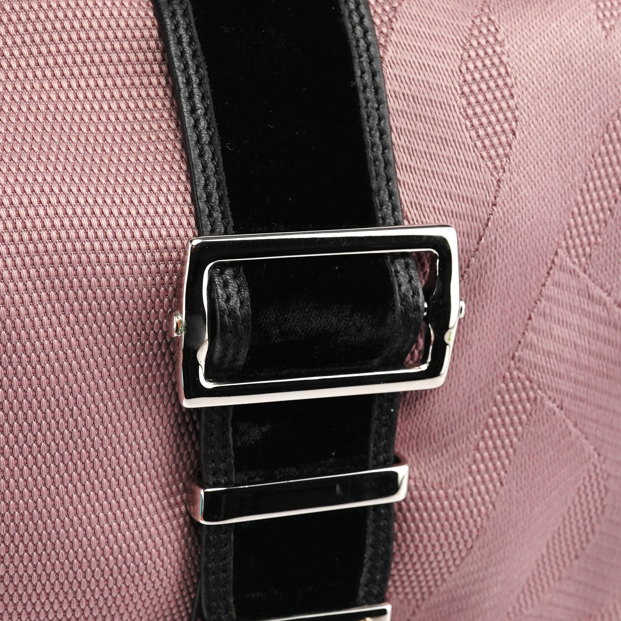 120456 Pink Nylon Velvet Buckle Shoulder Bag