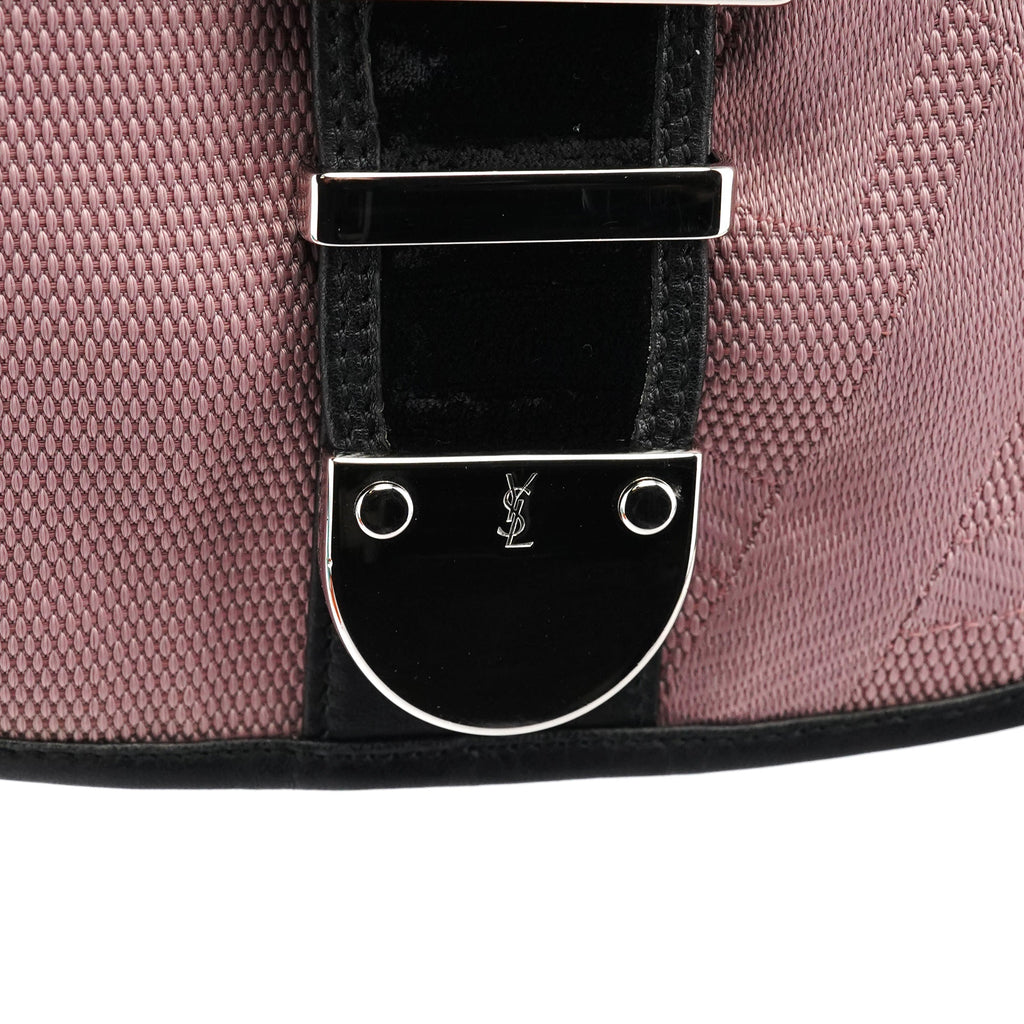 120456 Pink Nylon Velvet Buckle Shoulder Bag