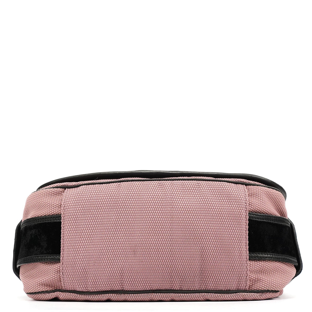 120456 Pink Nylon Velvet Buckle Shoulder Bag