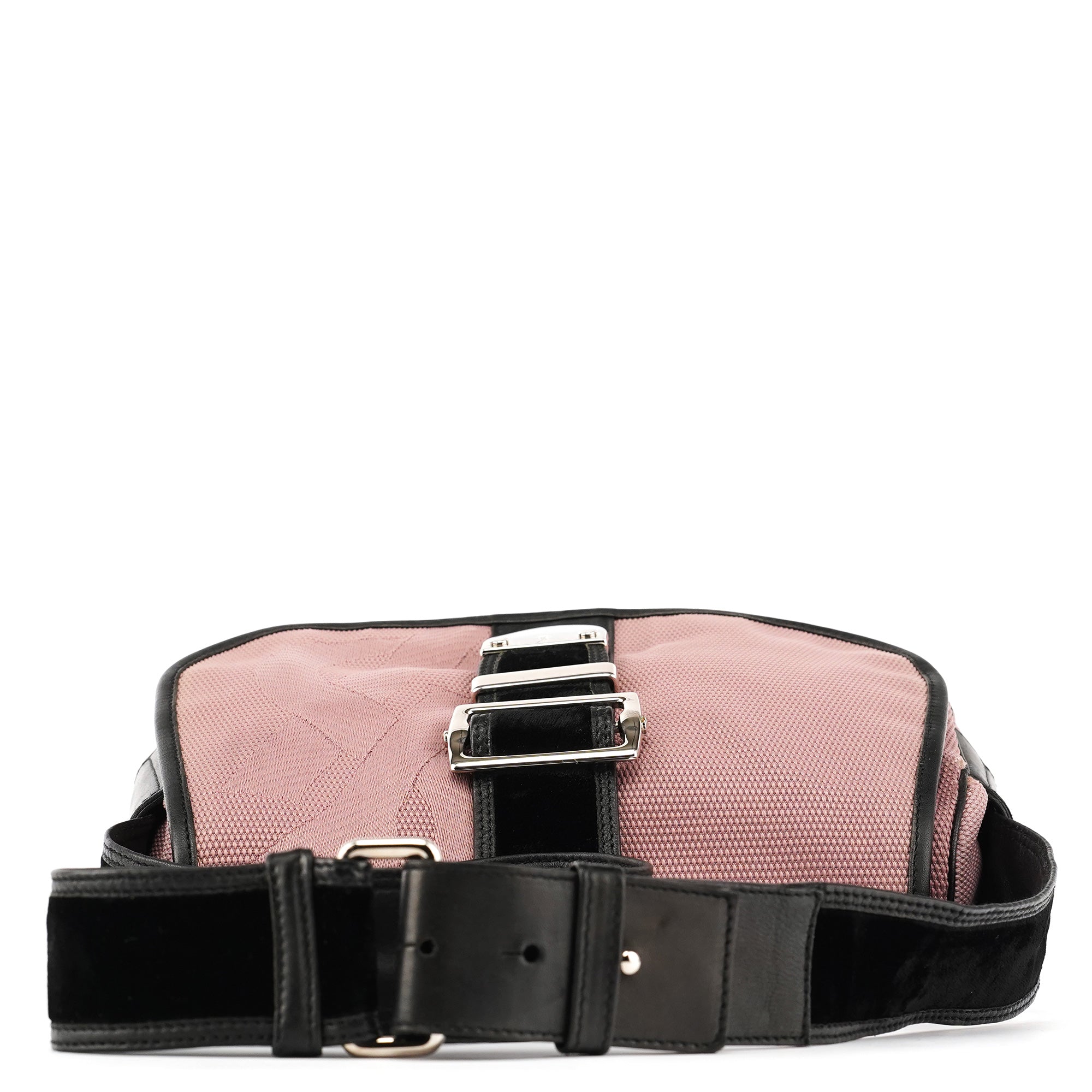 120456 Pink Nylon Velvet Buckle Shoulder Bag
