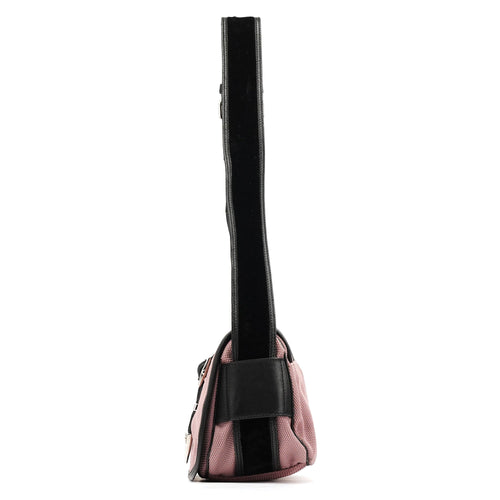 120456 Pink Nylon Velvet Buckle Shoulder Bag