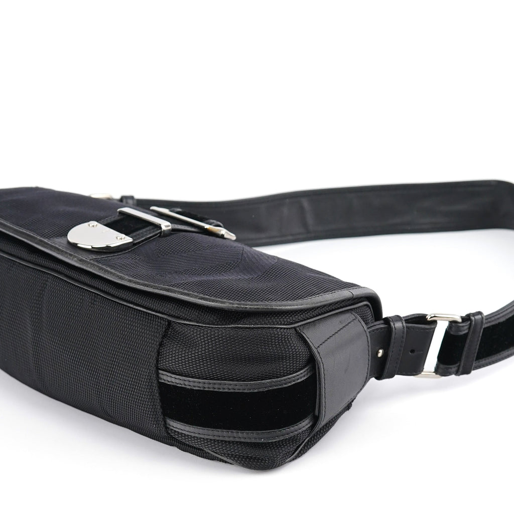 120463 Black Nylon Velvet Shoulder Bag