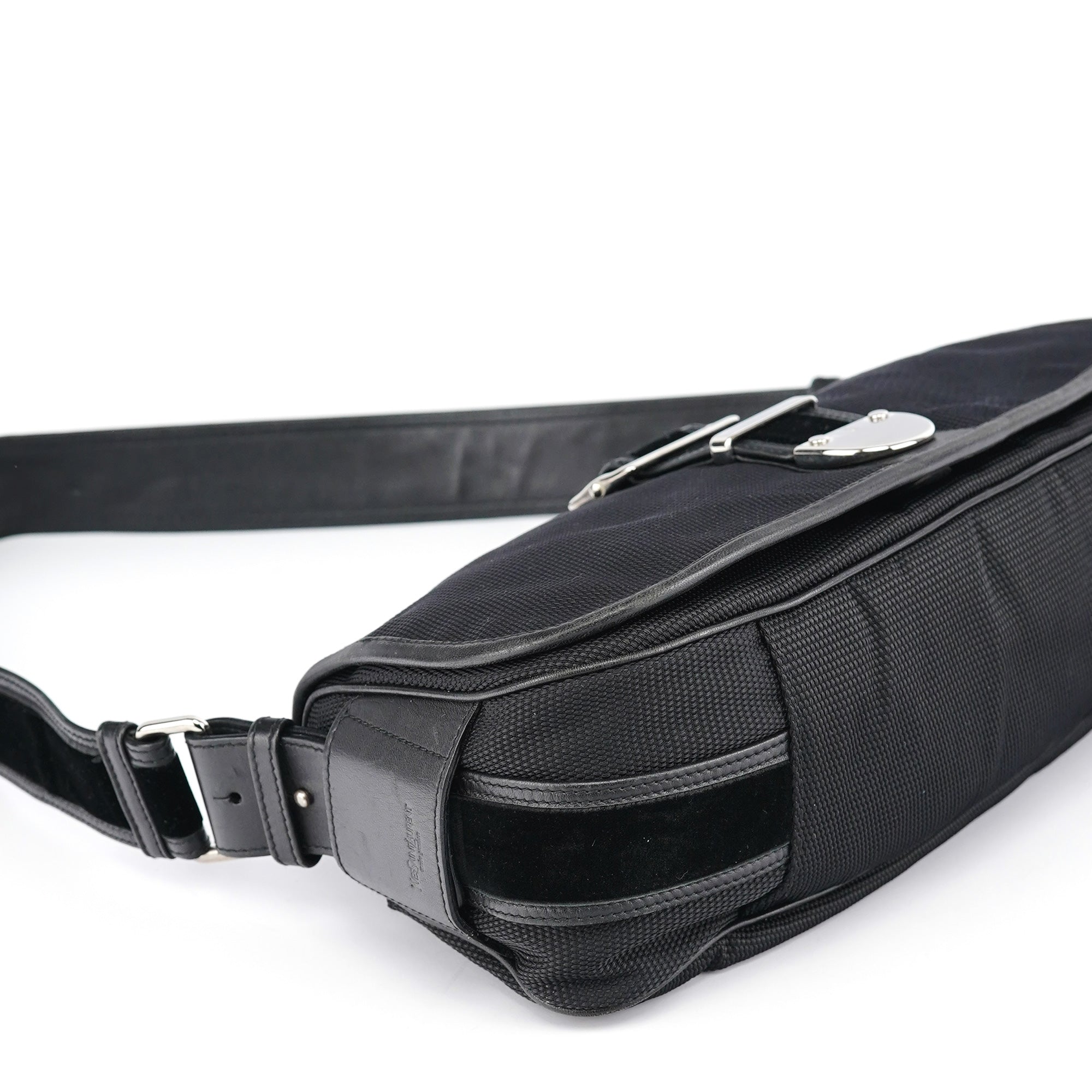 120463 Black Nylon Velvet Shoulder Bag