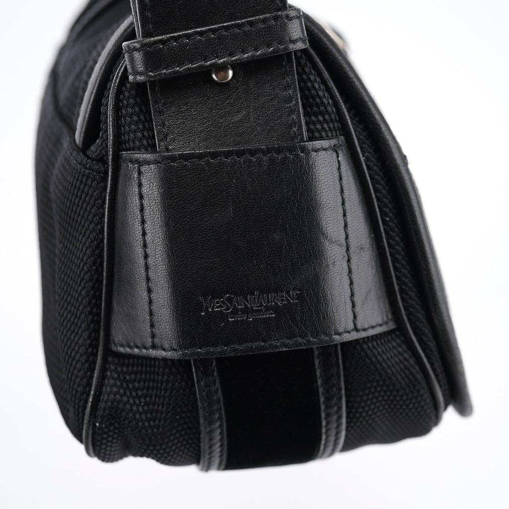 120463 Black Nylon Velvet Shoulder Bag