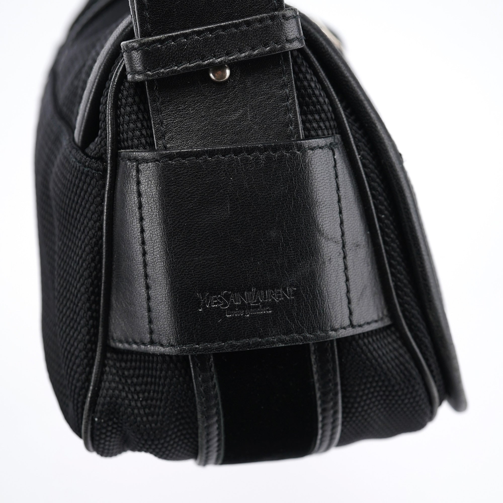 120463 Black Nylon Velvet Shoulder Bag