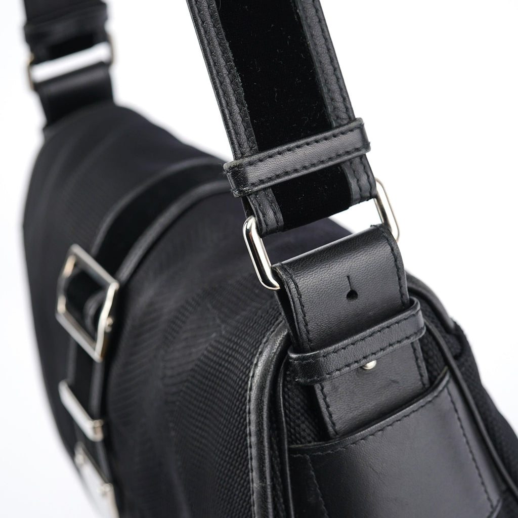 120463 Black Nylon Velvet Shoulder Bag