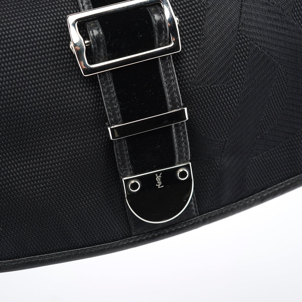 120463 Black Nylon Velvet Shoulder Bag
