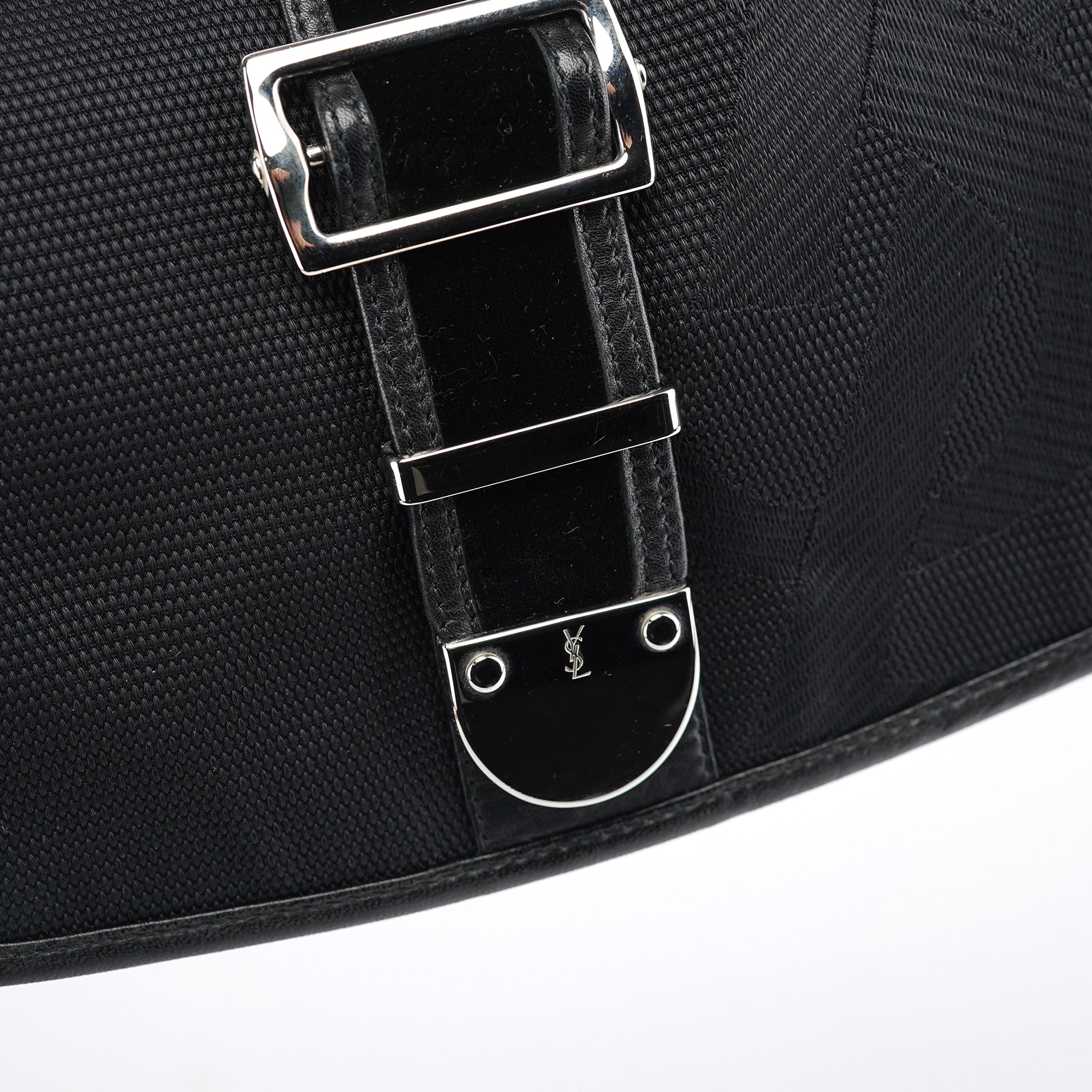 120463 Black Nylon Velvet Shoulder Bag