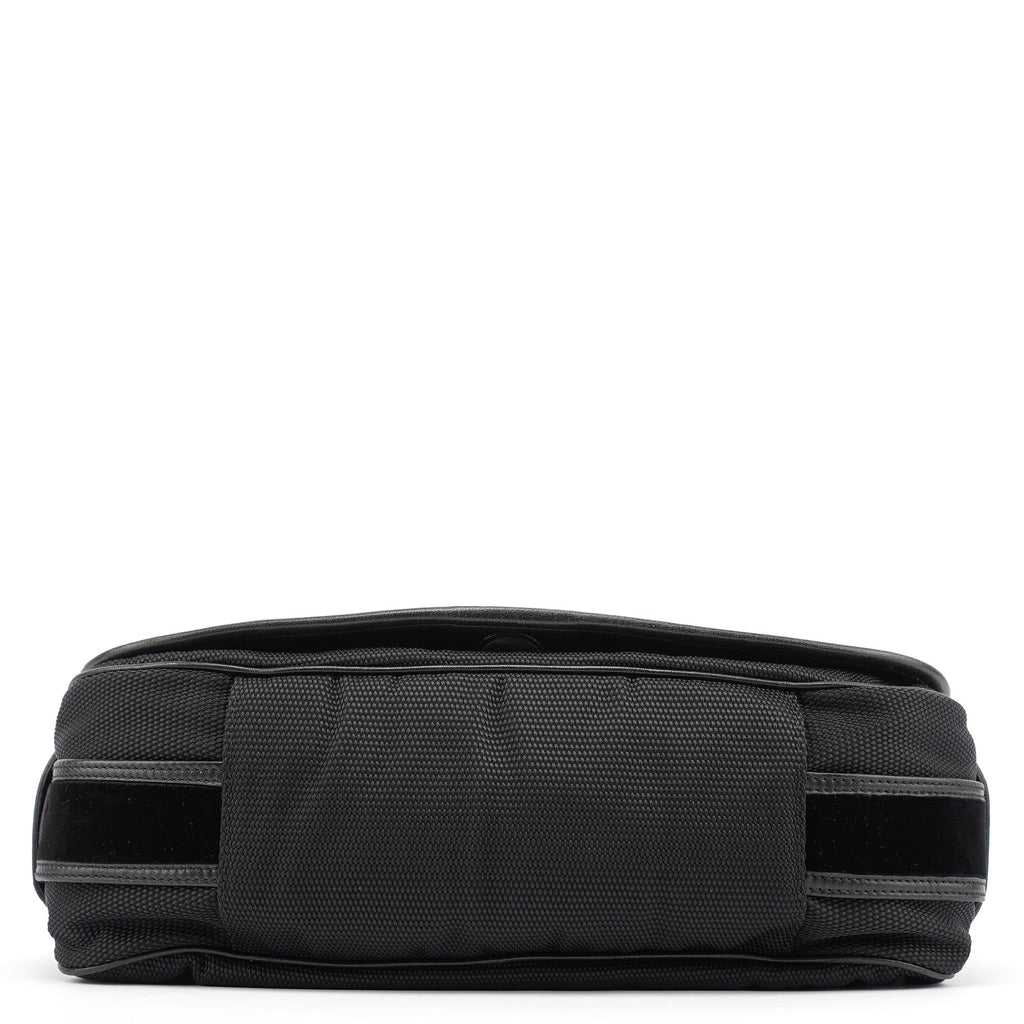 120463 Black Nylon Velvet Shoulder Bag
