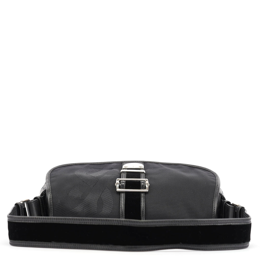 120463 Black Nylon Velvet Shoulder Bag