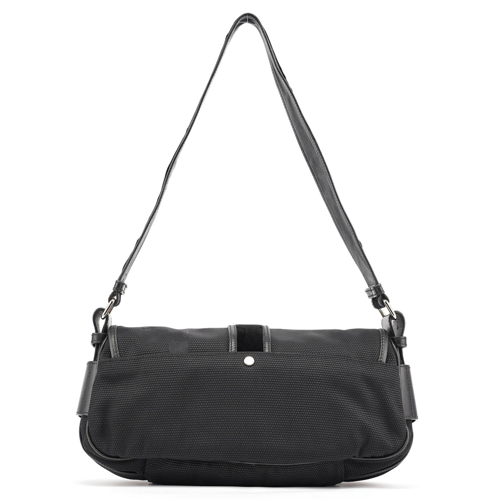 120463 Black Nylon Velvet Shoulder Bag
