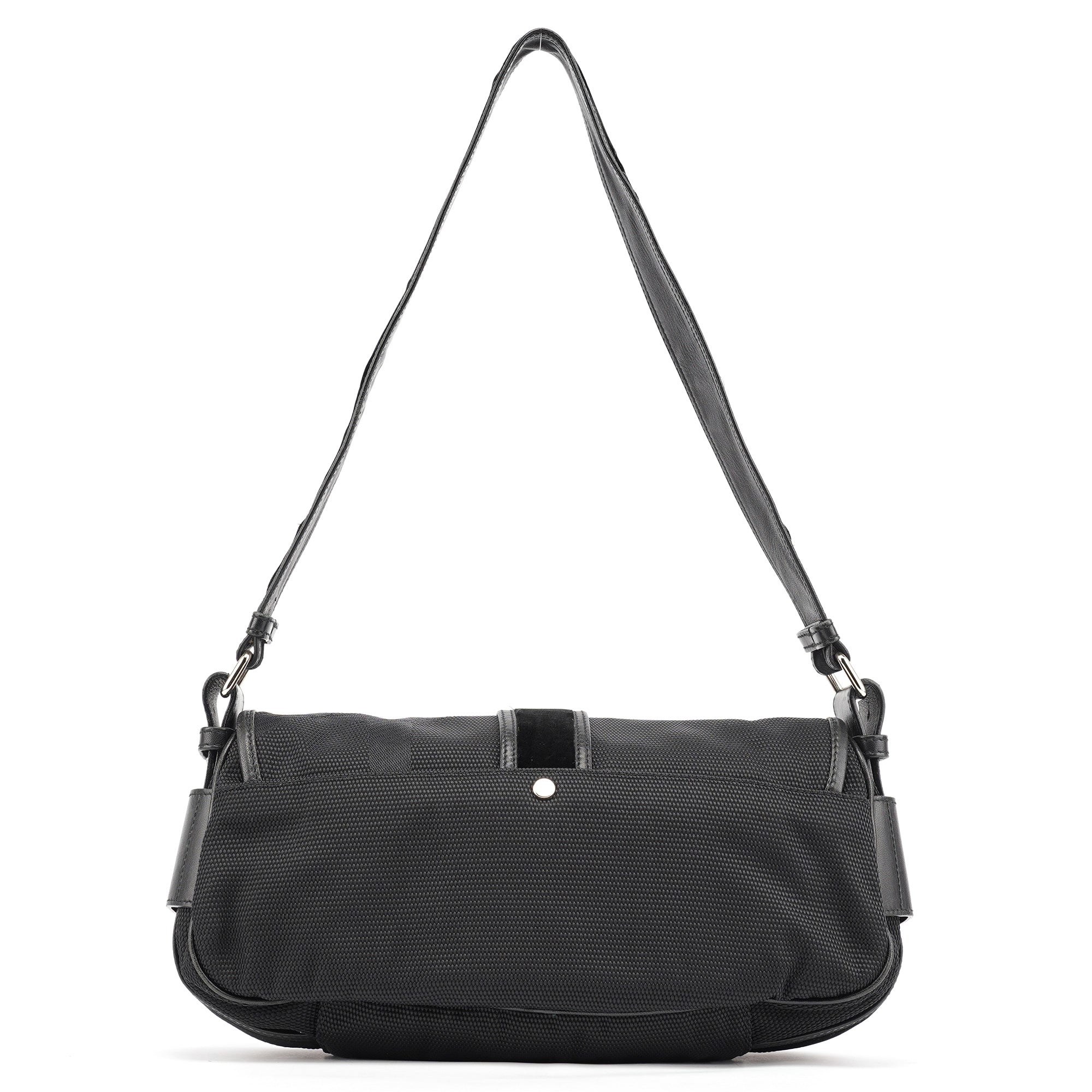 120463 Black Nylon Velvet Shoulder Bag
