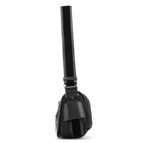 120463 Black Nylon Velvet Shoulder Bag
