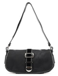 120463 Black Nylon Velvet Shoulder Bag