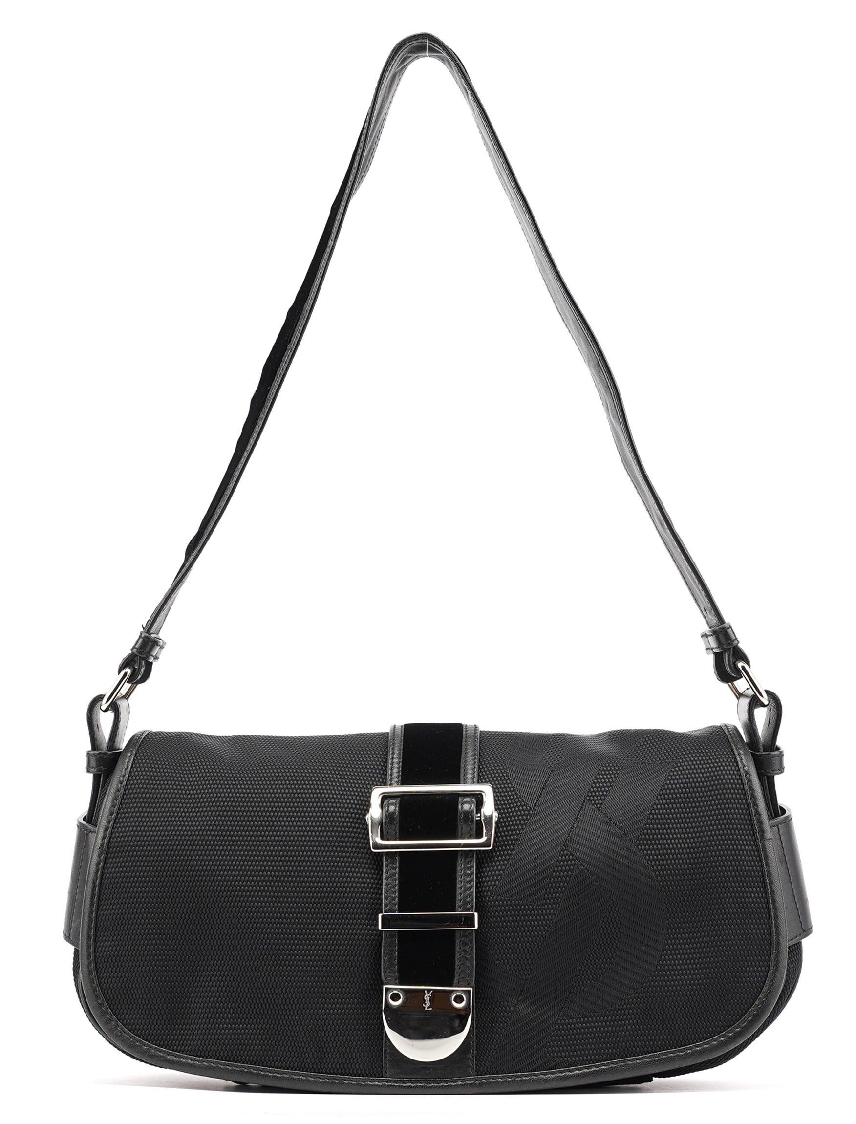 120463 Black Nylon Velvet Shoulder Bag