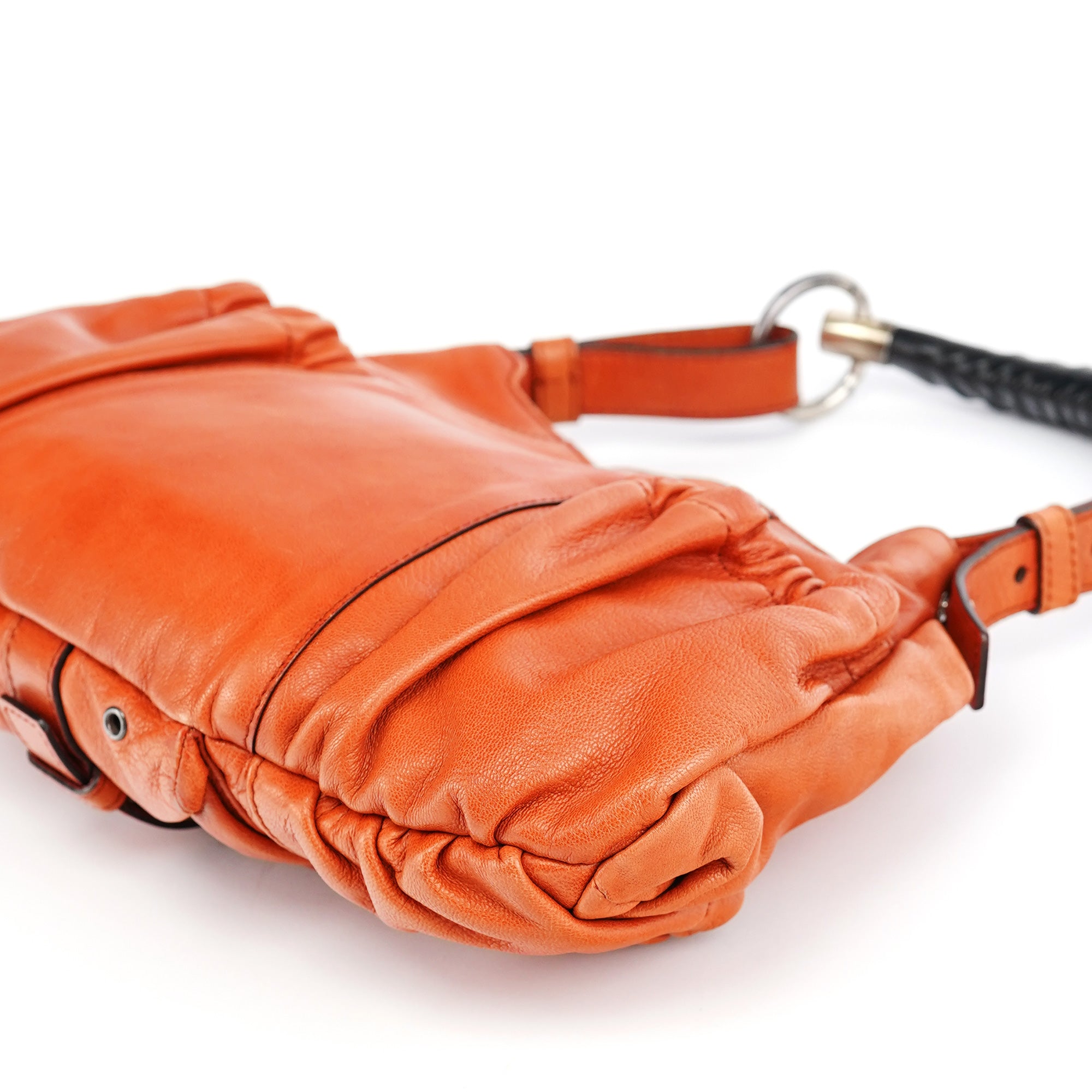 121615 Orange Leather Mombasa Shoulder Bag