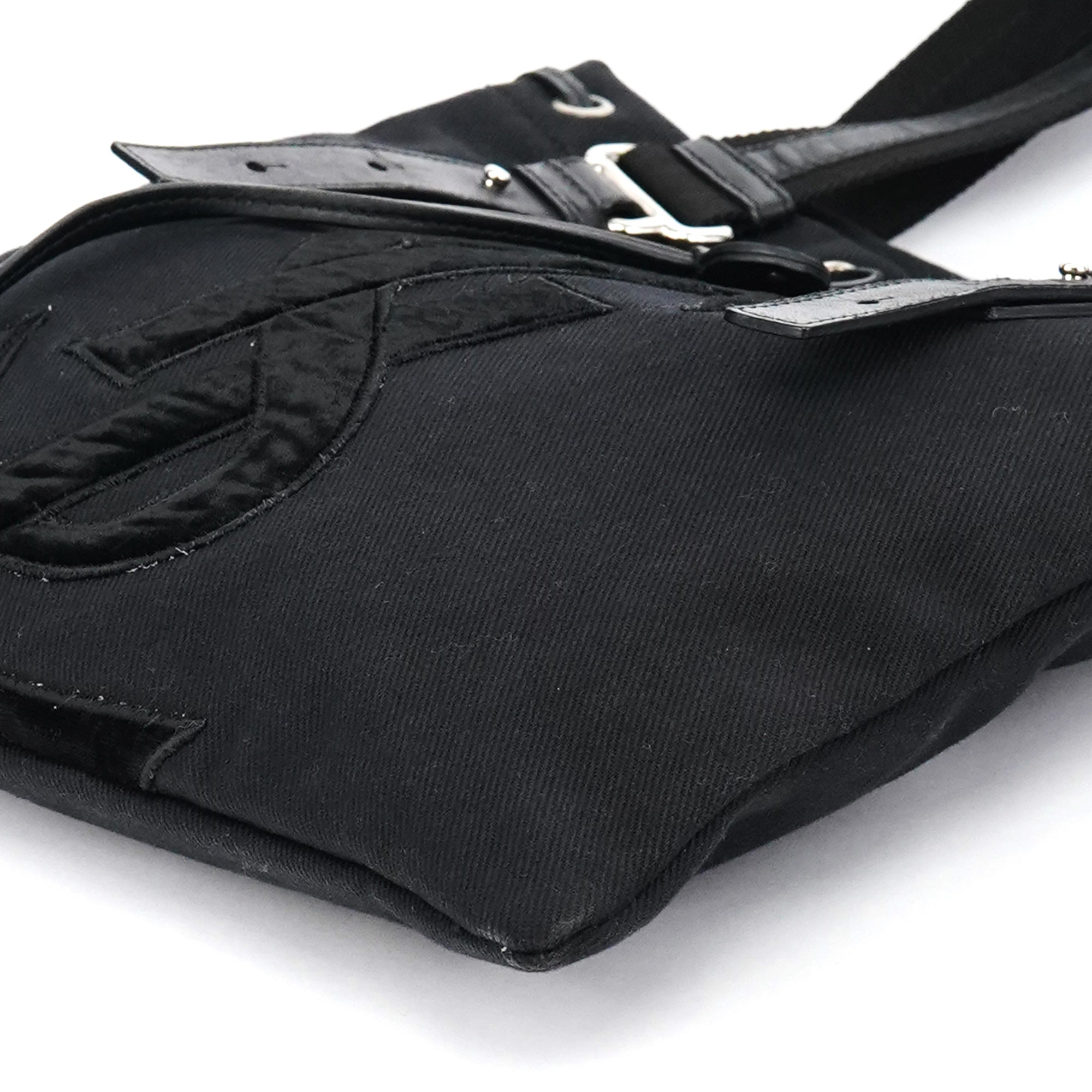 123435 Black Canvas Velvet YSL Tote Bag