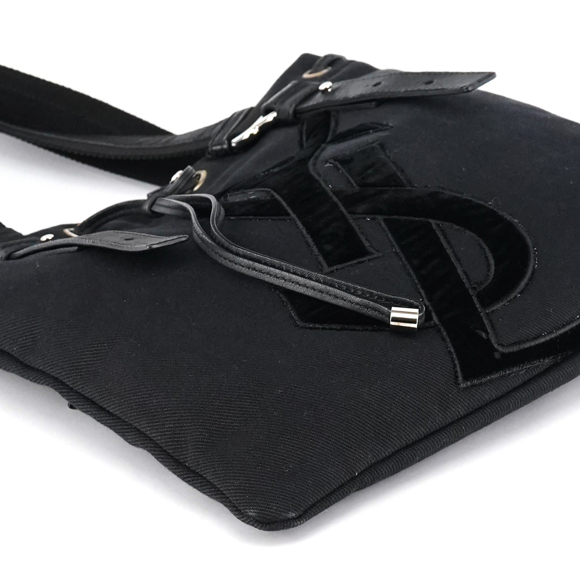 123435 Black Canvas Velvet YSL Tote Bag