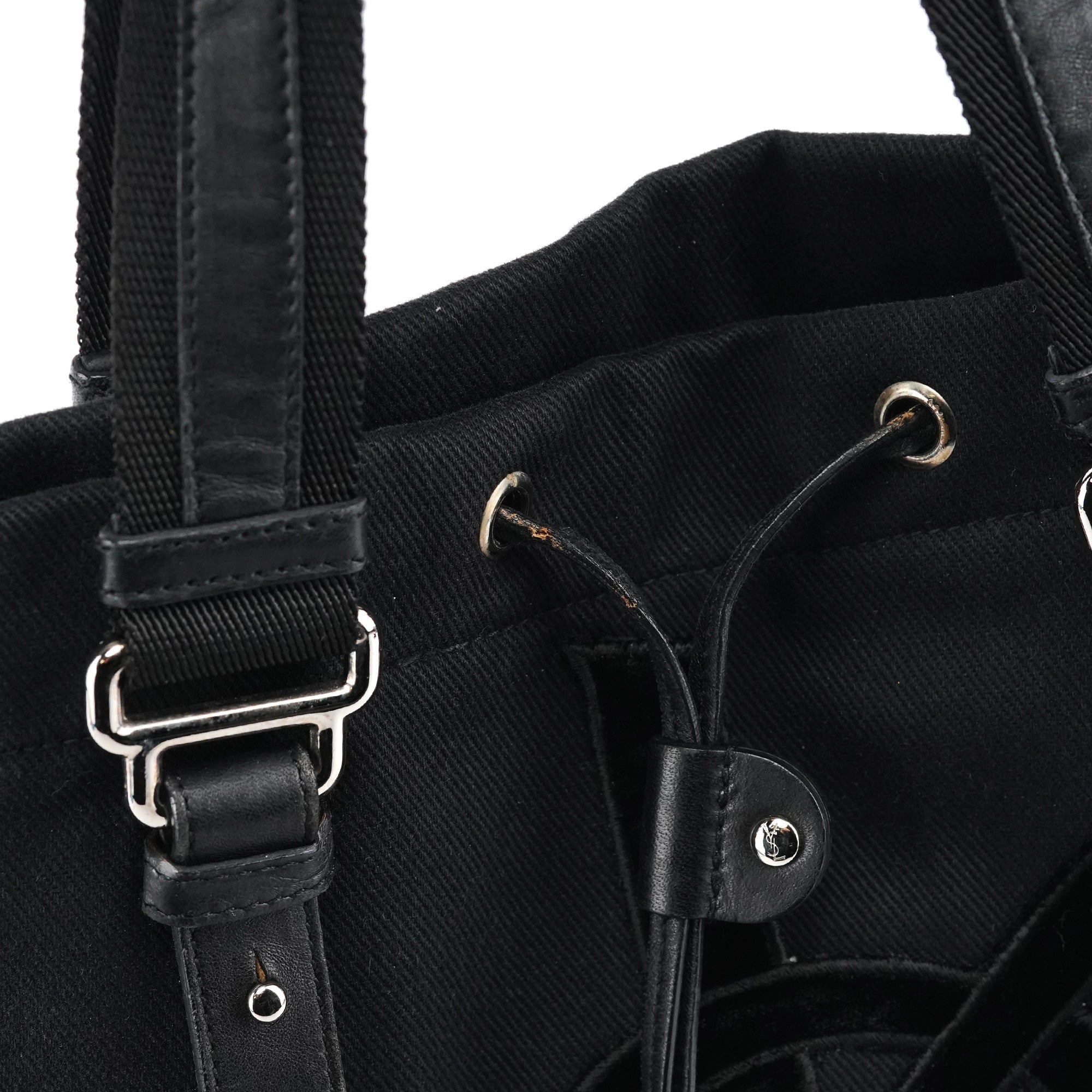 123435 Black Canvas Velvet YSL Tote Bag