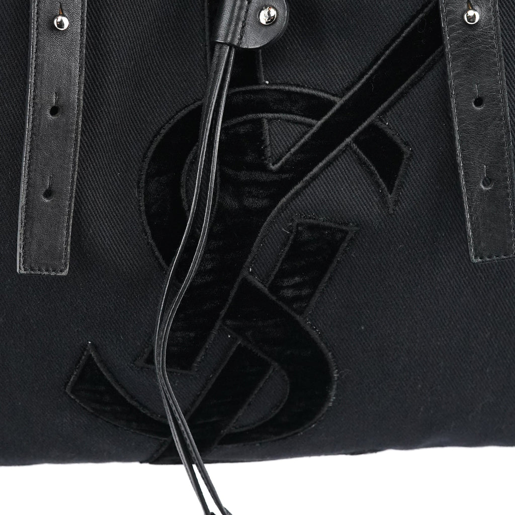 123435 Black Canvas Velvet YSL Tote Bag