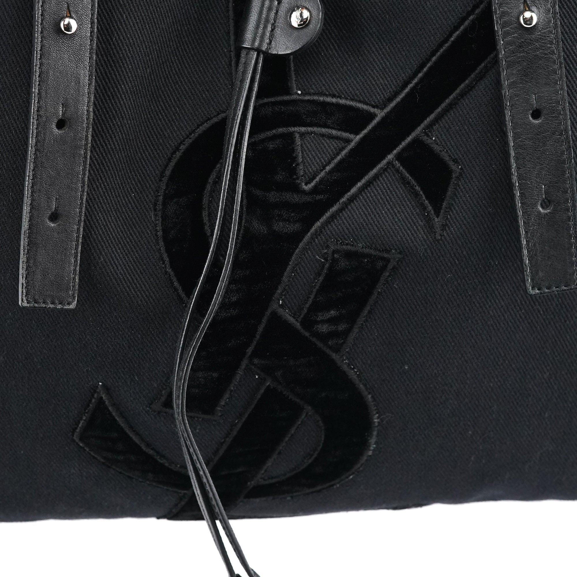 123435 Black Canvas Velvet YSL Tote Bag