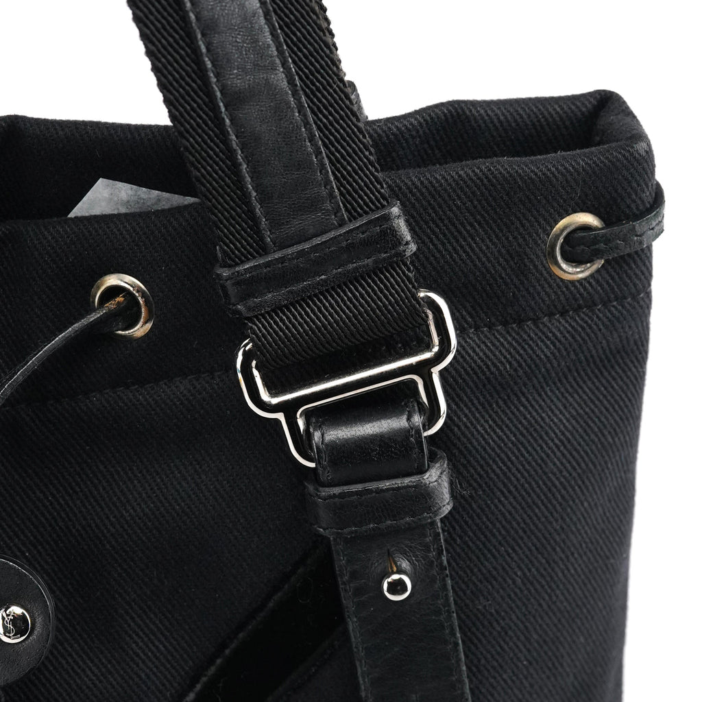 123435 Black Canvas Velvet YSL Tote Bag