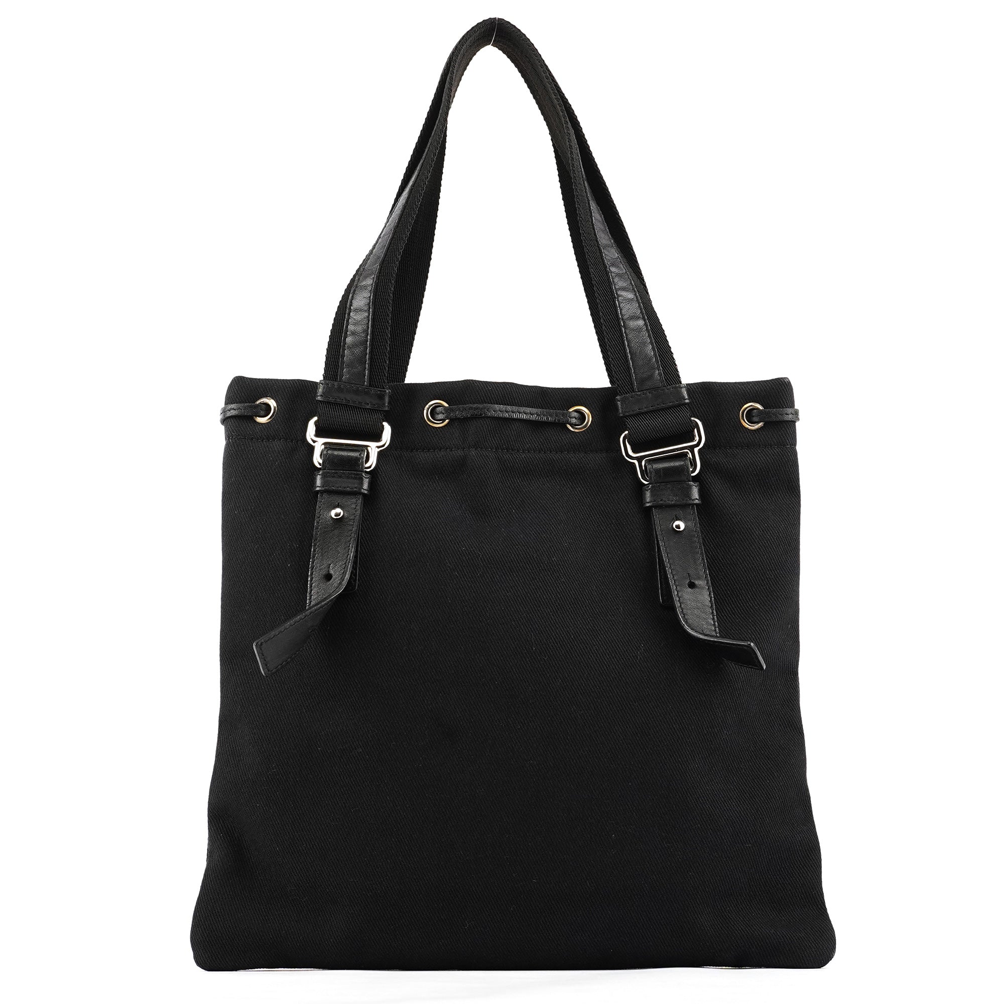 123435 Black Canvas Velvet YSL Tote Bag