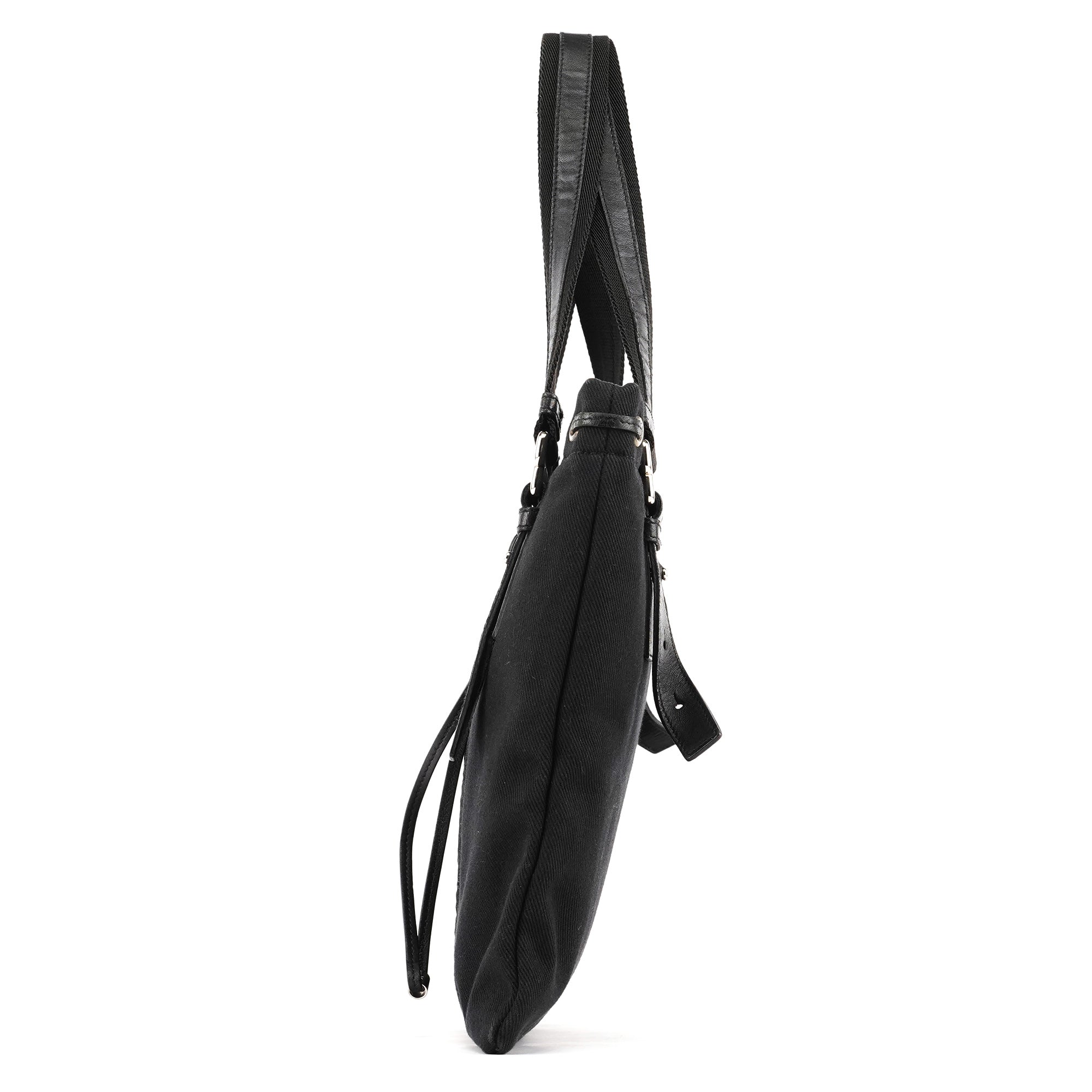 123435 Black Canvas Velvet YSL Tote Bag