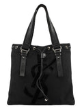 123435 Black Canvas Velvet YSL Tote Bag