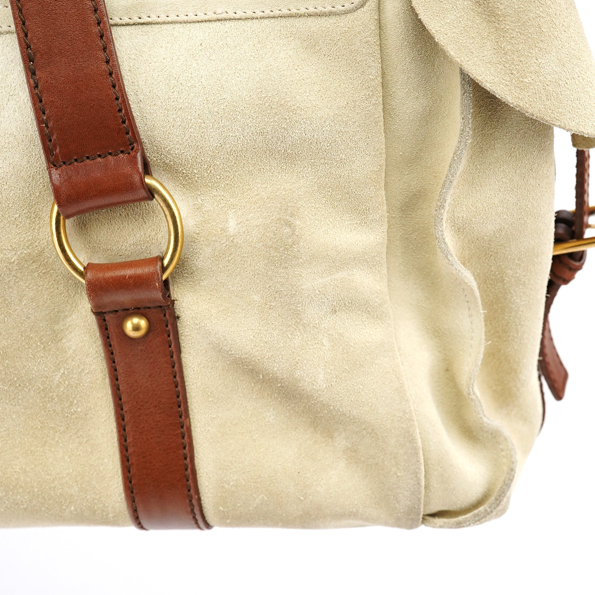 146878 Beige Suede Leather Travel Bag