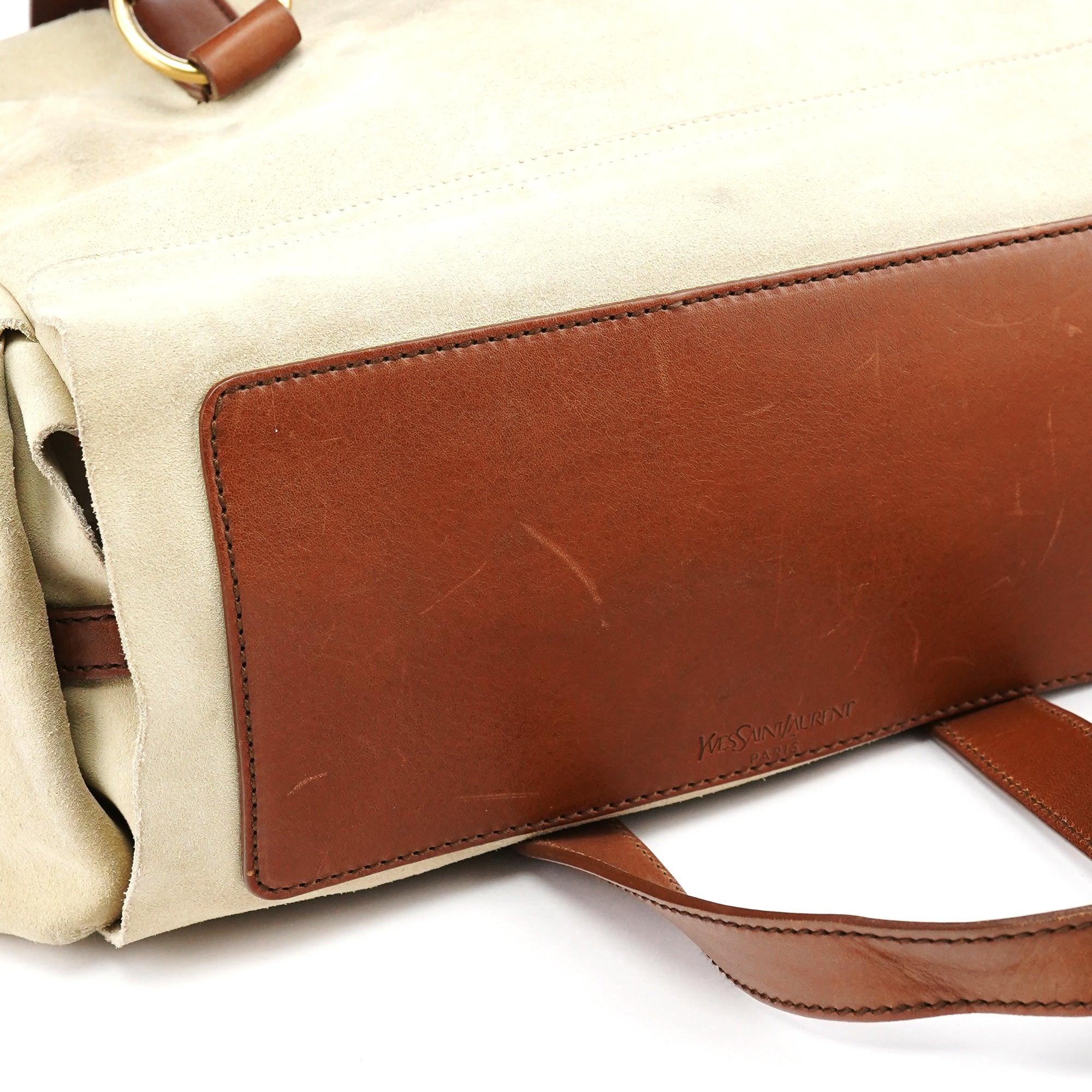 146878 Beige Suede Leather Travel Bag