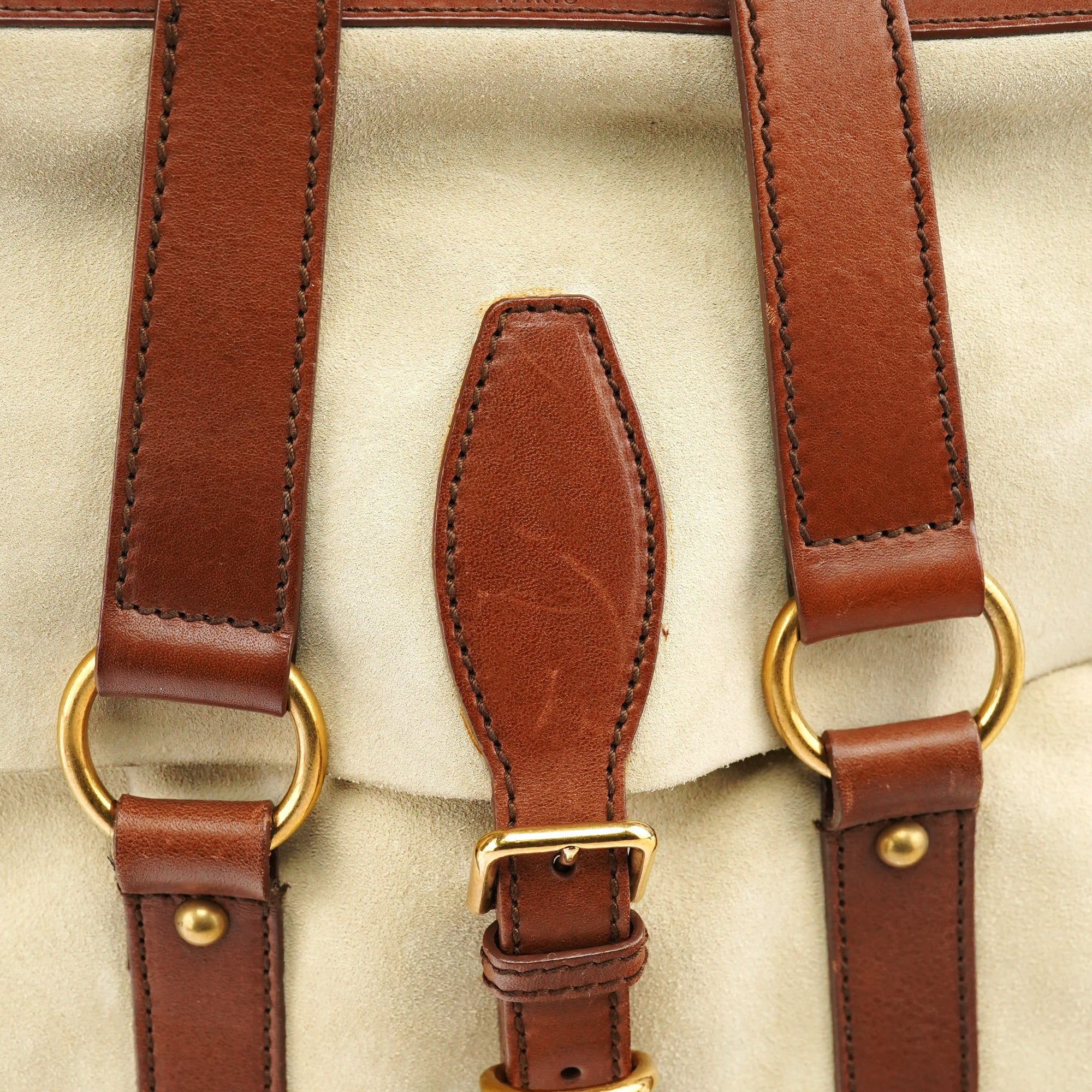 146878 Beige Suede Leather Travel Bag